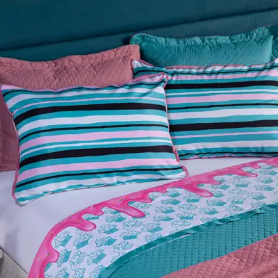 Jogo de Cama Cake Donuts Branco Casal Padrão 04 Peças - Percal 200 Fios