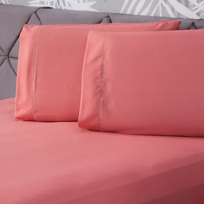 Jogo de Cama Essential Liso Rosê Queen 03 Peças - Percal 200 Fios