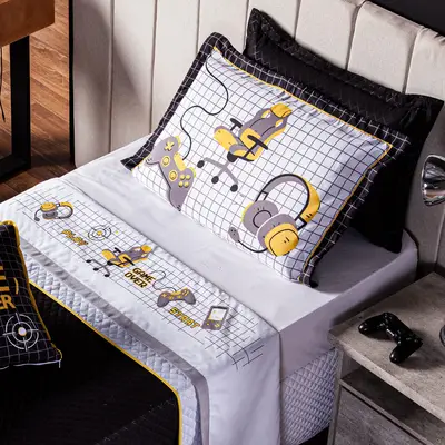 Jogo de Cama Game Streamer Branco Solteiro 03 Peças - Percal 200 Fios