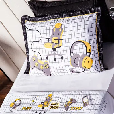 Jogo de Cama Game Streamer Branco Solteiro 03 Peças - Percal 200 Fios