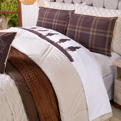 Jogo de Cama Lençol CASAL PADRÃO Country com Fronhas Estampadas 04 Peças - Tecido Percal 200 Fios