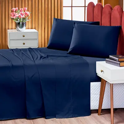 Jogo de Cama Lençol Prestige com Fronha SOLTEIRO 03 Peças - Tecido Liso Percal 300 Fios 100% Algodão Original