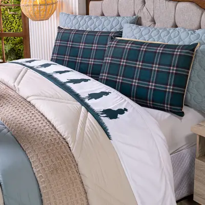 Jogo de Cama Lençol QUEEN Country com Fronhas Estampadas 04 Peças - Tecido Percal 200 Fios