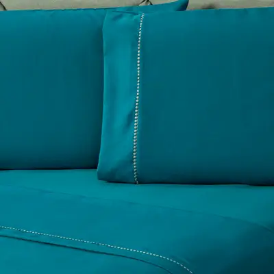 Jogo de Cama Prime Liso Turquesa Solteiro 03 Peças - Percal 400 Fios