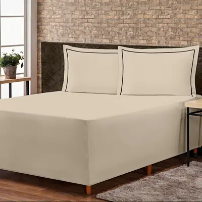 Jogo de Lençol Conjugado para Cama Box KING Versatile com Fronhas 03 Peças - Capa Luva Percal 300 Fios Toque Acetinado