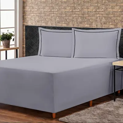Jogo de Lençol Conjugado para Cama Box KING Versatile com Fronhas 03 Peças - Capa Luva Percal 300 Fios Toque Acetinado