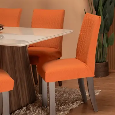 Kit 6 Capas Protetoras de Cadeiras Acolchoadas Matelada Deluxe Ajustável com Elástico - Malha Gel Decoração Cozinha