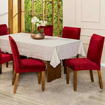 Kit Capas de Cadeira Jantar Lisa Splendore Ajustável com Elástico 04 Peças - Tecido Veludo Decoração Luxo Para Cozinha