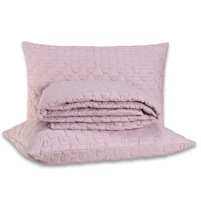 Kit Cobre Leito Colcha CASAL Mônaco Fitado Percal Soft 300 Fios com Fronhas 03 Peças - Dupla Face Listrado Brilhante