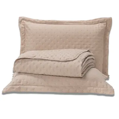Kit Cobre Leito Colcha Sublime Percal 300 Fios Toque de Pluma Dupla Face com Fronhas CASAL PADRÃO 03 Peças