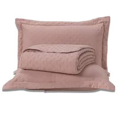 Kit Cobre Leito Colcha Sublime Percal 300 Fios Toque de Pluma Dupla Face com Fronhas CASAL PADRÃO 03 Peças