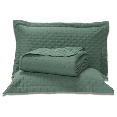 Kit Cobre Leito Colcha Sublime Percal 300 Fios Toque de Pluma Dupla Face com Fronhas QUEEN 03 Peças