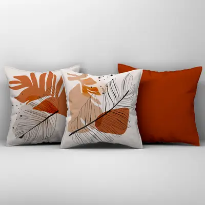 Kit Trio de Almofadas Cheias Estampadas em Veludo Suede 45cm x 45cm Enchimento em Refil Silicone - Decoração para Sala