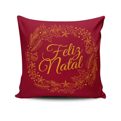 Kit c/ 4 Almofadas Cheias Estampadas Natalinas Feliz Natal Fim de Ano 45cm x 45cm com Refil