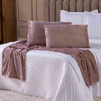 Kit de Peseira Para Cama Majestic com Fronhas 03 Peças - Tecido Mantinha Flannel em Toque de Seda Brilhante