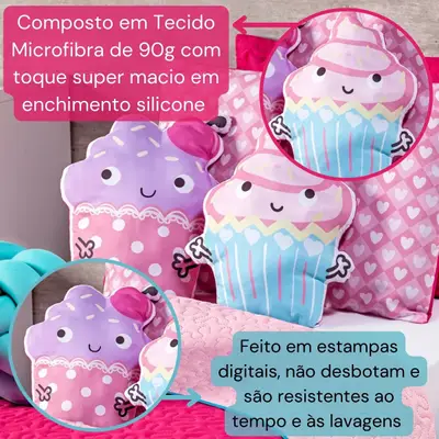 Par de Almofadas Formatos Cupcake Coloridas 40cm x 40cm c/ Enchimento