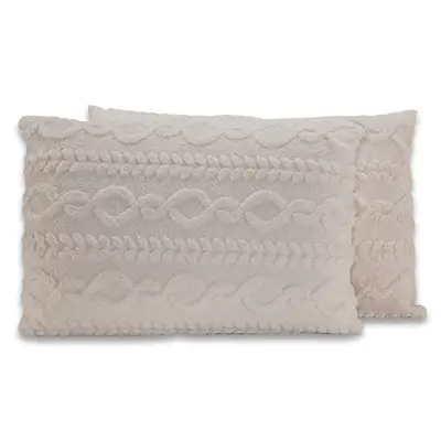 Par de Fronhas Zurique em Manta Trançada Alto Relevo Plush Fleece Flannel 70cm x 50cm - Decoração Luxo para Inverno