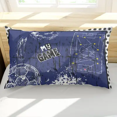 Porta Travesseiro Fronha Avulsa Futebol Game 70cm x 50cm - Estampa Digital Juvenil Infantil Moderno Decorativo Esporte