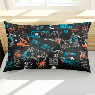 Porta Travesseiro Fronha Avulsa Game Win 70cm x 50cm - Estampa Digital Juvenil Infantil Decorativo Gamer Nerd Geek