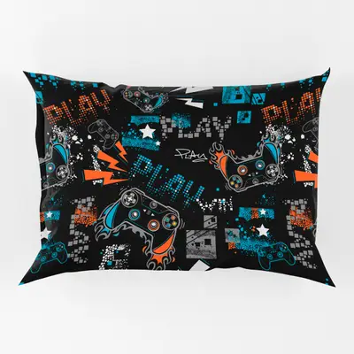 Porta Travesseiro Fronha Avulsa Game Win 70cm x 50cm - Estampa Digital Juvenil Infantil Decorativo Gamer Nerd Geek