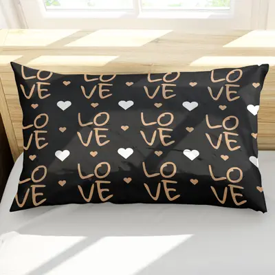 Porta Travesseiro Fronha Avulsa Golden Love 70cm x 50cm - Estampa Digital Moderno Decorativo Corações Dourado