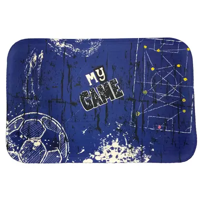Tapete Para Quarto Estampado Futebol 60cm x 40cm - Base Antiderrapante