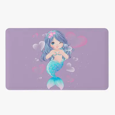 Tapete Para Quarto Infantil Estampado Sereia 60cm x 40cm - Base Antiderrapante