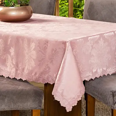 Toalha de Mesa Retangular Avulsa Jacquard Medalhão 2,20m x 1,40m para 06 Lugares - Decoração Cozinha Moderna Luxo Cor:Ci