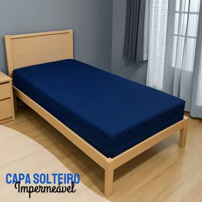 Capa Colchão Solteiro AZUL MARINHO Hospitalar Impermeável Com Zíper