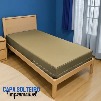 Capa Colchão Solteiro BEGE Hospitalar Impermeável Com Zíper