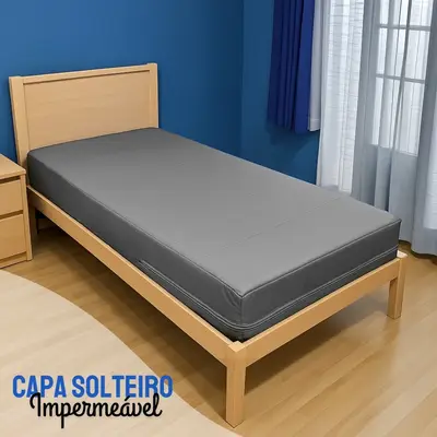 Capa Colchao Solteiro Cinza Hospitalar Impermeavel Com Ziper