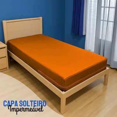 Capa Colchão Solteiro LARANJA Hospitalar Impermeável Com Zíper