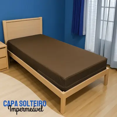 Capa Colchão Solteiro MARROM Hospitalar Impermeável Com Zíper