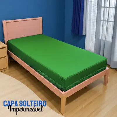 Capa Impermeavel Colchao Solteiro Hospitalar Com Ziper Verde Bandeira