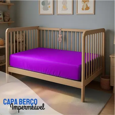 Capa Para Colchão Berço Mini Cama Impermeável Com Zíper LILAS