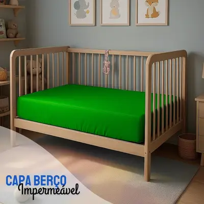 Capa Para Colchão Berço Mini Cama Impermeável Com Zíper VERDE BANDEIRA