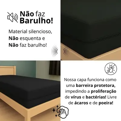 Capa Protetora Colchão Preta Solteiro Impermeável