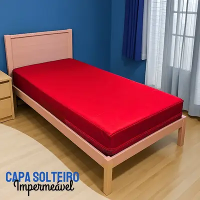 Capa Protetora Colchão Vermelha Solteiro Impermeável