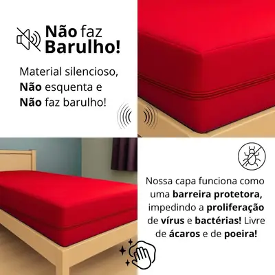 Capa Protetora Colchão Vermelha Solteiro Impermeável