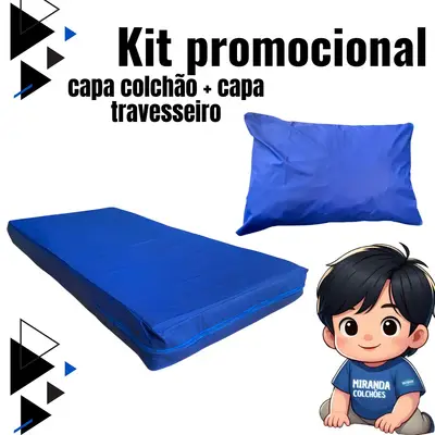 Kit Capa Para Colchão Solteiro Hospitalar Impermeável Com Ziper + Capa Travesseiro Impermeável