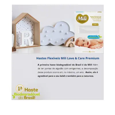 Cotonete Hastes Flexiveis 1 caixa c/ 75 unidades Biodegradável - MILI