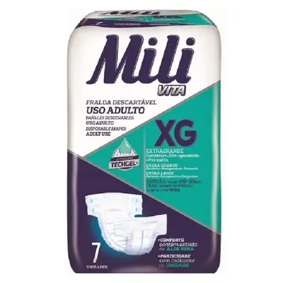 Fralda de USO Adulto Mili VITA- TAM: XG  - 7 Fraldas
