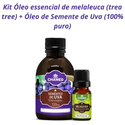 Kit Óleo Essencial de Melaleuca (Trea-Tree) + Óleo Semente de Uva (100% Puro) - Chamel