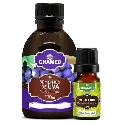 Kit Óleo Essencial de Melaleuca (Trea-Tree) + Óleo Semente de Uva (100% Puro) - Chamel