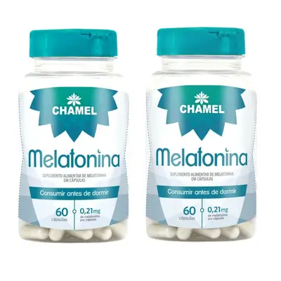 Melatonina  - 2 Frascos com  60 cápsulas - 0,21mg  - Chamel