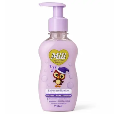 Sabonete líquido de glicerina  Lavanda  Mili  Love &amp; Care Premium 200 ml  Zero Lágrimas, Zero Sulfato, Zero Corante