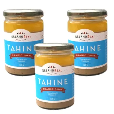 Tahine  Pasta de Gergelim Vegano Sésamo Real  320g   3 Potes