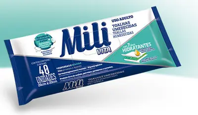 Toalhas Umedecidas Mili Vita (uso Adulto) - 5 Pacotes C/40 Unidades (total: 200 unid)