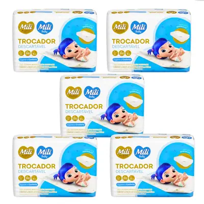 Trocador Descartável Mili Love &amp; Care  5 Pacotes c/ 5 unidades