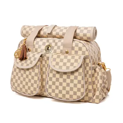 Bolsa Maternidade Lequiqui Escocesa Grande - Xadrez Cru